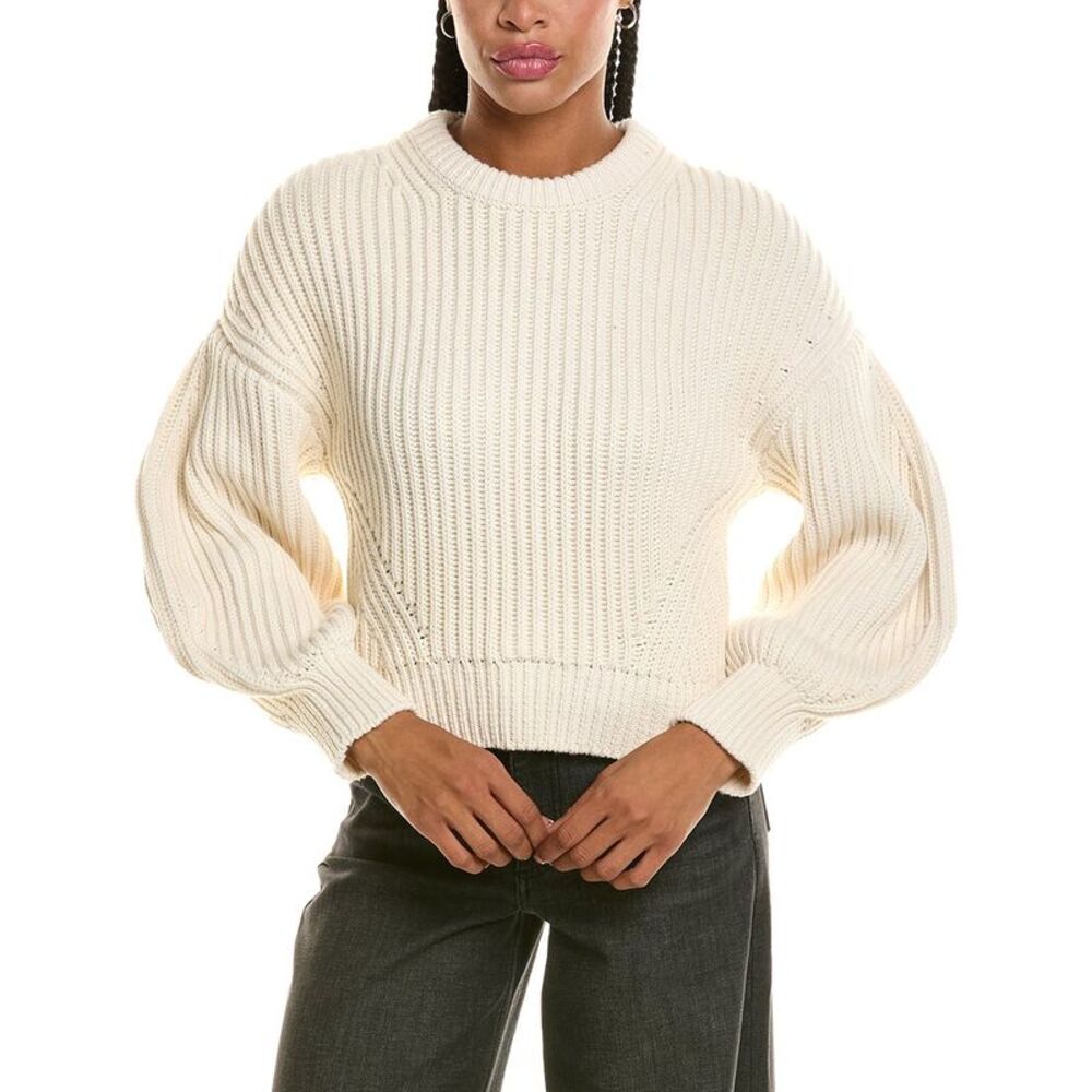 Michael Kors Collection Womens  Cashmere-Blend Arc Sweater, White